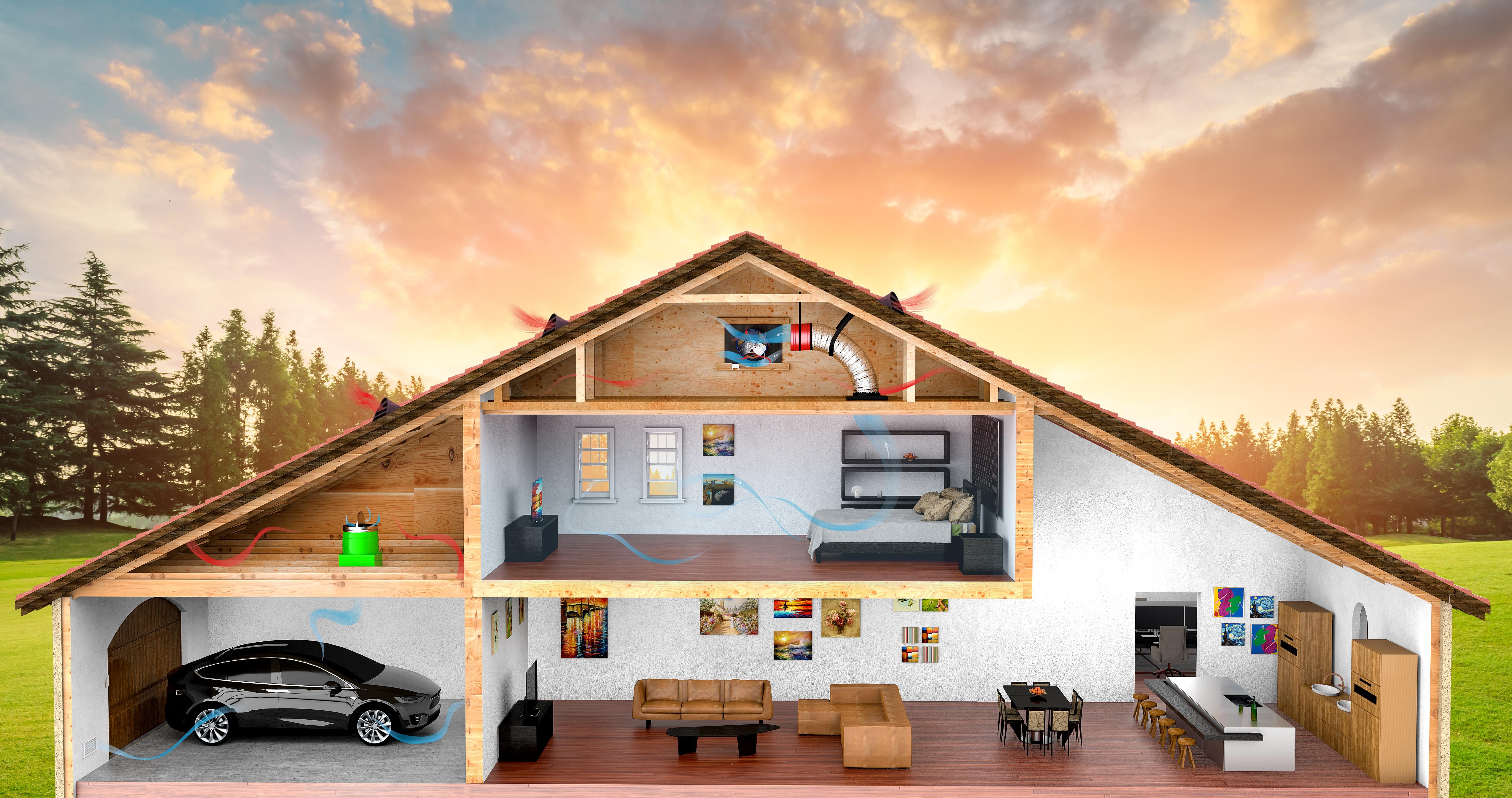 QuietCool breezy indoor diagram of whole-house fan 