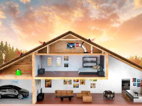 QuietCool breezy indoor diagram of whole-house fan 